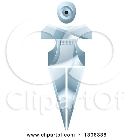 Clipart of a Shiny Robotic Iron Woman with Folded Arms - Royalty Free Vector Illustration by Lal Perera