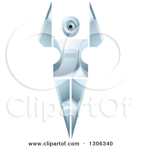 Clipart of a Shiny Robotic Iron Woman Holding up Her Arms - Royalty Free Vector Illustration by Lal Perera