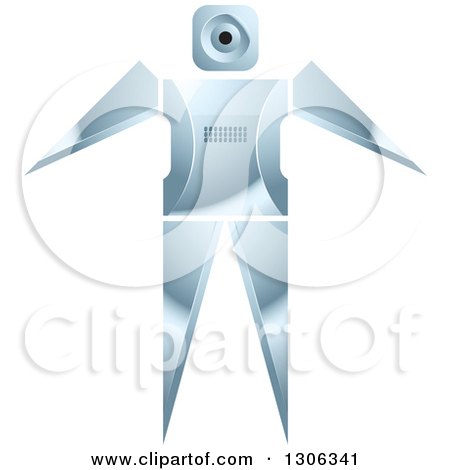 Clipart of a Shiny Robotic Iron Man with Open Arms - Royalty Free Vector Illustration by Lal Perera
