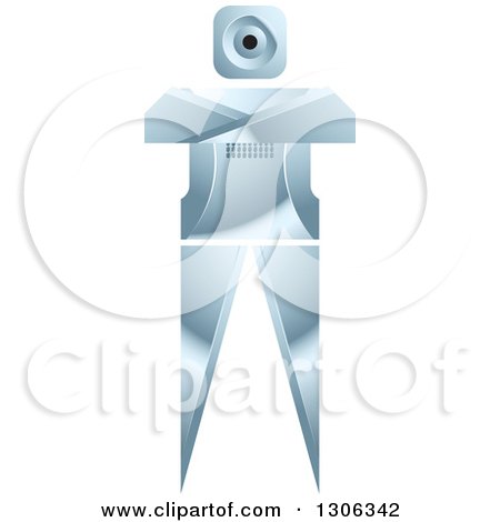 Clipart of a Shiny Robotic Iron Man with Folded Arms - Royalty Free Vector Illustration by Lal Perera