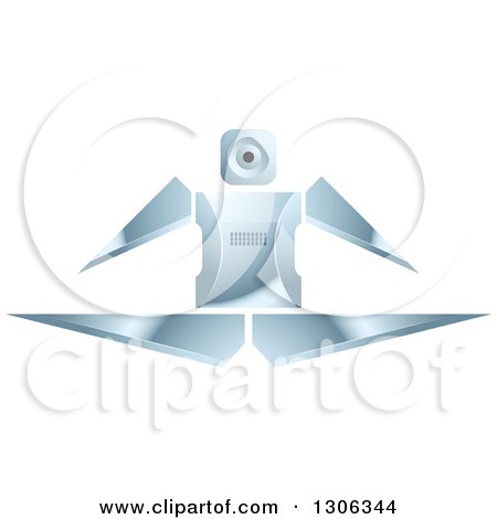 Clipart of a Shiny Robotic Iron Man Jumping or Doing the Splits - Royalty Free Vector Illustration by Lal Perera