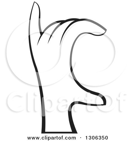 Clipart of a Black and White Hand Gesturing - Royalty Free Vector Illustration by Lal Perera