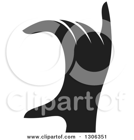 Clipart of a Black and White Silhouetted Hand Gesturing - Royalty Free Vector Illustration by Lal Perera