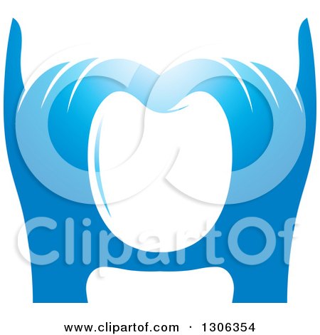 Clipart of a Pair of Blue Hands Forming a Tooth - Royalty Free Vector Illustration by Lal Perera