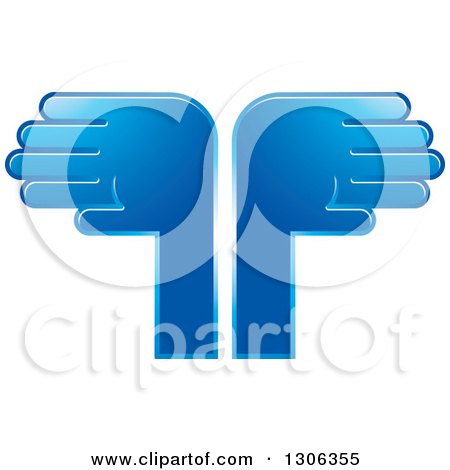 Clipart of a Pair of Blue Hands 2 - Royalty Free Vector Illustration by Lal Perera