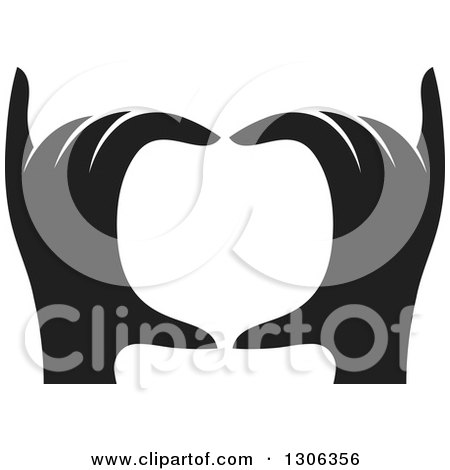 Clipart of a Pair of Black Silhouetted Hands Forming a Heart - Royalty Free Vector Illustration by Lal Perera