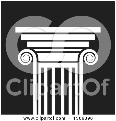 Clipart of a White Pillar Design on Black - Royalty Free Vector Illustration by Lal Perera