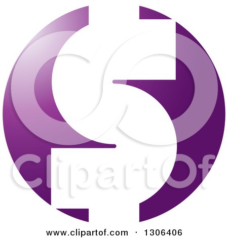 Clipart of a White USD Dollar Currency Symbol on a Gradient Purple Circle - Royalty Free Vector Illustration by Lal Perera