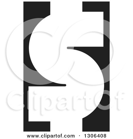 Clipart of a White USD Dollar Currency Symbol on Black - Royalty Free Vector Illustration by Lal Perera