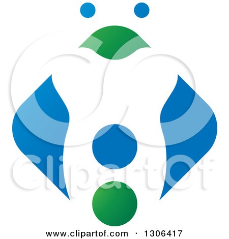 Clipart of a Blue and Green Abstract Bird Tooth Design - Royalty Free Vector Illustration by Lal Perera