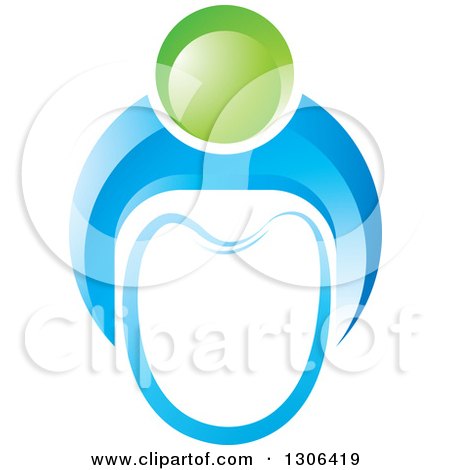Clipart of a Blue and Green Person over a Tooth Design - Royalty Free Vector Illustration by Lal Perera