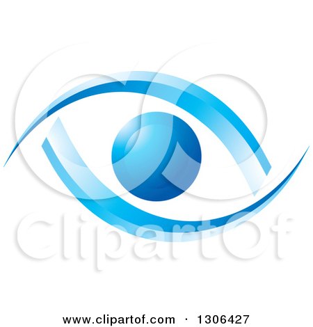Clipart of a Blue Abstract Eye with Ribbons - Royalty Free Vector Illustration by Lal Perera