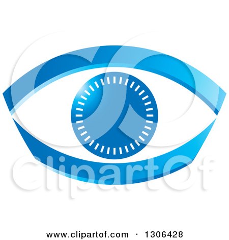 Clipart of a Blue Abstract Eye with Notches - Royalty Free Vector Illustration by Lal Perera