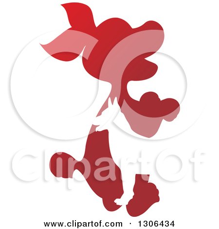 Clipart of a Silhouetted Gradient Red and White Puppy and Grown Dog Design - Royalty Free Vector Illustration by Lal Perera