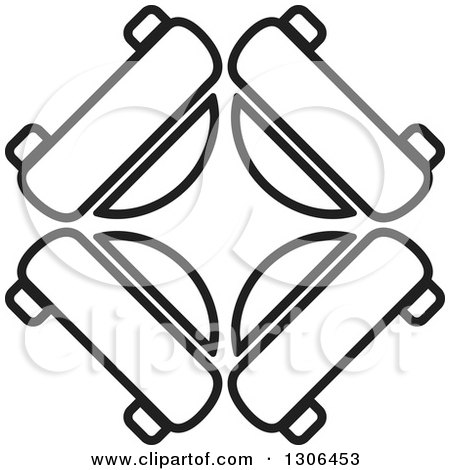 Clipart of a Black and White Outline Circle of Cars Logo - Royalty Free Vector Illustration by Lal Perera