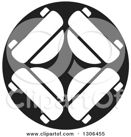 Clipart of a Black and White Car Circle Logo - Royalty Free Vector Illustration by Lal Perera