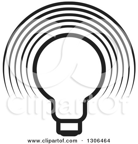 Clipart of a Black and White Light Bulb and Arches - Royalty Free Vector Illustration by Lal Perera