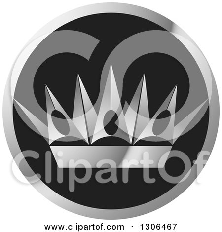 Clipart of a Silver Crown in a Black and Gray Circle - Royalty Free Vector Illustration by Lal Perera