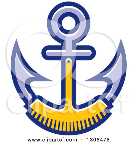 Clipart of a Purple and Yellow Anchor and Brush - Royalty Free Vector Illustration by Lal Perera