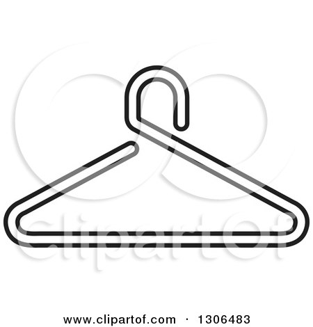 Clipart of a Black and White Outline Hanger Icon - Royalty Free Vector Illustration by Lal Perera