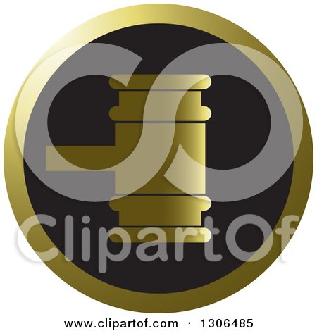 Clipart of a Gold and Black Gavel Icon - Royalty Free Vector Illustration by Lal Perera