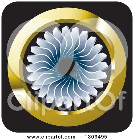 Clipart of a Black Silver and Gold Propeller Icon - Royalty Free Vector Illustration by Lal Perera