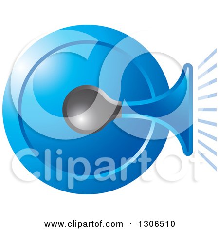 Clipart of a Blue Horn Icon - Royalty Free Vector Illustration by Lal Perera