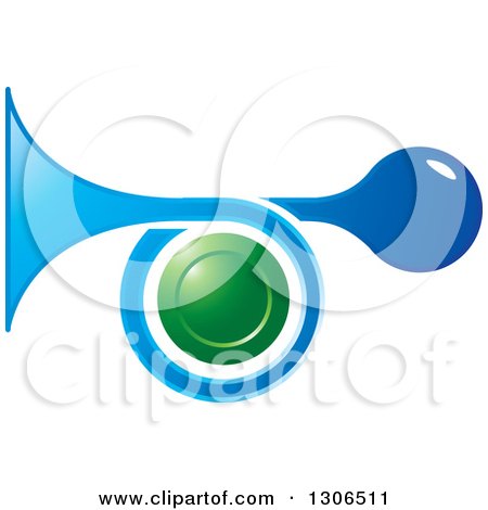 Clipart of a Blue Horn and a Green Circle - Royalty Free Vector Illustration by Lal Perera