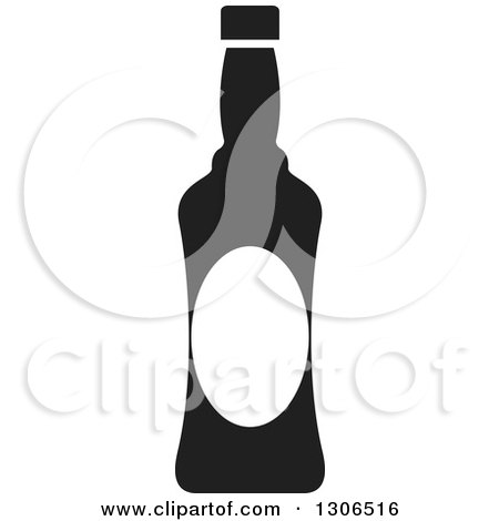 Clipart of a Black and White Skinny Wine Bottle - Royalty Free Vector Illustration by Lal Perera