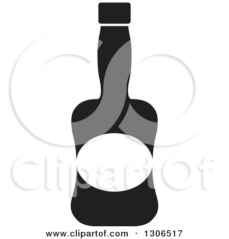 Clipart of a Black and White Wine Bottle - Royalty Free Vector Illustration by Lal Perera