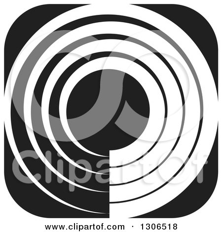 Clipart of a Black and White Abstract Circle Icon - Royalty Free Vector Illustration by Lal Perera