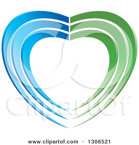 Clipart of a Green and Blue Heart - Royalty Free Vector Illustration by Lal Perera