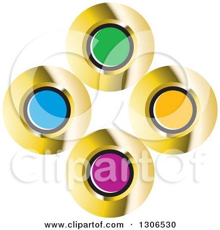Clipart of a Colorful Abstract Design of Gold and Color Circles - Royalty Free Vector Illustration by Lal Perera