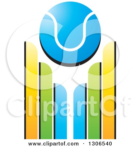 Clipart of a Blue Cricket Ball over Wickets - Royalty Free Vector Illustration by Lal Perera