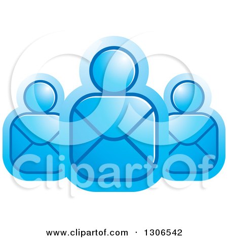 Clipart of a Blue Icon of Email Envelope People - Royalty Free Vector Illustration by Lal Perera