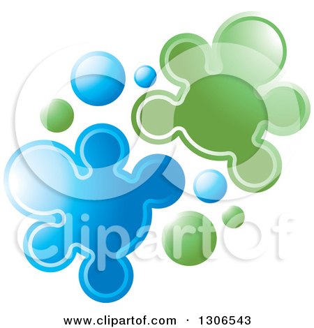 Clipart of a Blue and Green People Shaped Splatters - Royalty Free Vector Illustration by Lal Perera