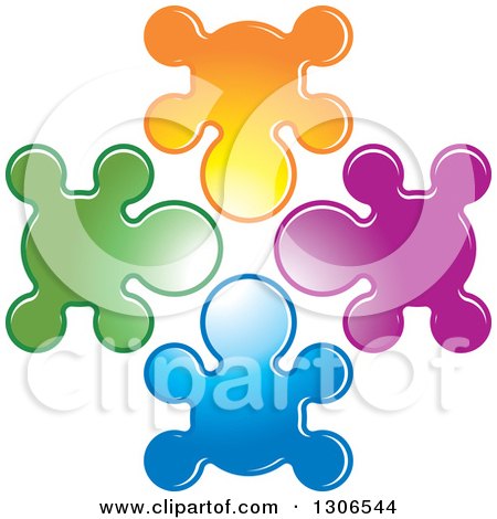 Clipart of a Colorful People Shaped Splatters - Royalty Free Vector Illustration by Lal Perera