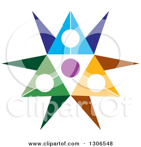 Clipart of a Colorful Abstract Design of a Circle of People - Royalty Free Vector Illustration by Lal Perera