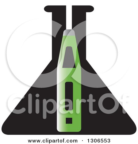 Clipart of a Black and Green Laboratory Flask - Royalty Free Vector Illustration by Lal Perera