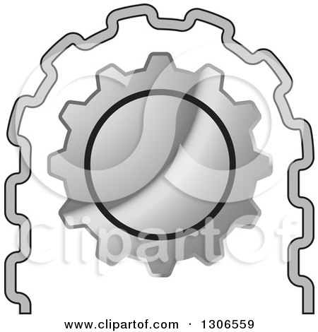 Clipart of a Silver Geer Wheel Cog and Roller - Royalty Free Vector Illustration by Lal Perera