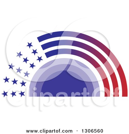 Clipart of a Purple Sunset Wiht Gradient Stars and Stripes - Royalty Free Vector Illustration by Lal Perera