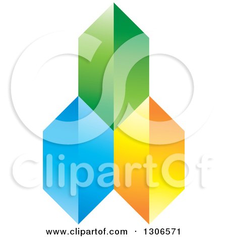 Clipart of a Green Blue and Orange Pyramid - Royalty Free Vector Illustration by Lal Perera