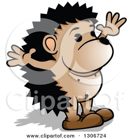 Clipart of a Cartoon Welcoming Hedgehog Facing Right with Open Arms - Royalty Free Vector Illustration by dero