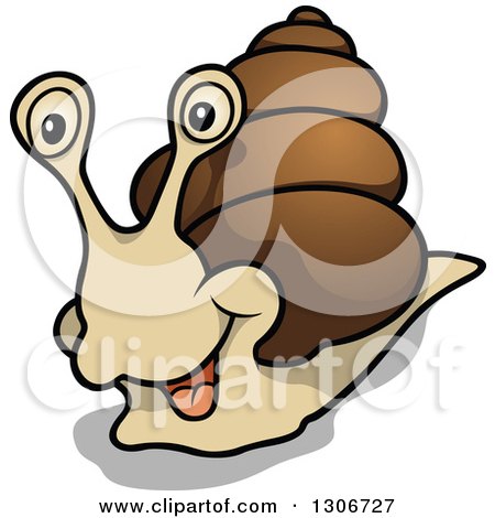 Clipart of a Cartoon Excited Snail - Royalty Free Vector Illustration by dero