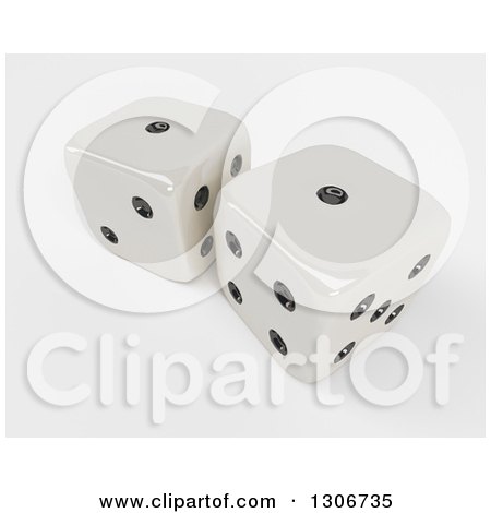 Clipart of 3d Shiny Dice, on Shaded White 4 - Royalty Free Illustration by KJ Pargeter