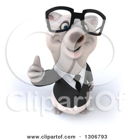 Clipart of a 3d Bespectacled Happy Business Polar Bear Holding a Thumb up - Royalty Free Illustration by Julos