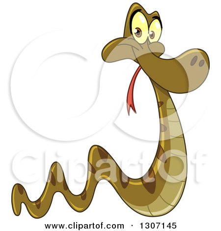 Clipart of a Cartoon Happy Slithering Snake - Royalty Free Vector Illustration by yayayoyo