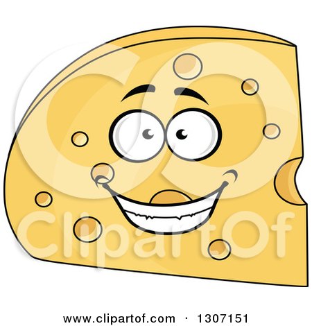 Clipart of a Cartoon Happy Cheese Wedge Character 3 - Royalty Free Vector Illustration by Vector Tradition SM