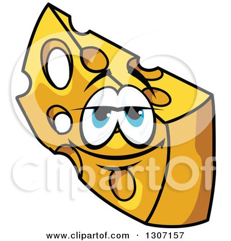 Clipart of a Cartoon Blue Eyed Cheese Wedge Character - Royalty Free Vector Illustration by Vector Tradition SM