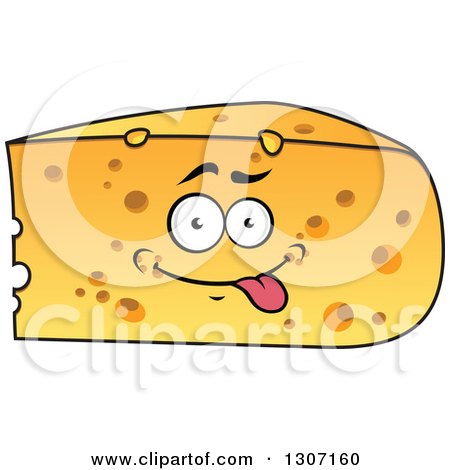 Clipart of a Cartoon Goofy Cheese Wedge Character - Royalty Free Vector Illustration by Vector Tradition SM
